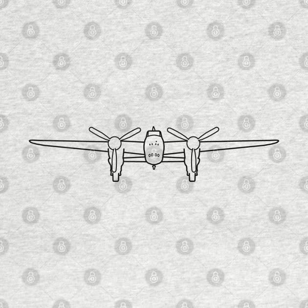 Mosquito WW2 combat aircraft outline graphic (black) by soitwouldseem